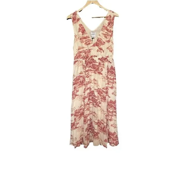 New NWT Reformation Farah Size 10 Sleeveless V-Neck Midi Blush/Ivory Dress - Picture 5 of 11